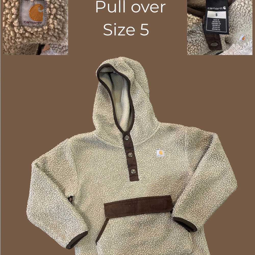 Carhartt Fleece Hoodie in Cream and Brown